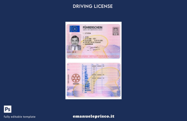 verified style stile verificato modello presente patente di guida austriaca template